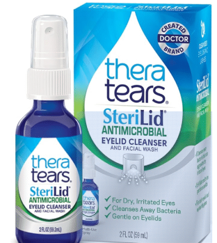 TheraTears SteriLid Antimicrobial Eyelid Cleanser and Face Wash, for irritated eyes, 2 fl oz Spray